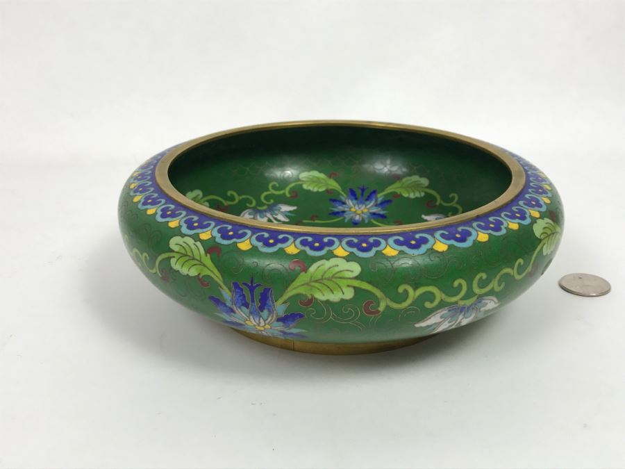 Vintage Green Chinese Cloisonne Bowl [Photo 5]