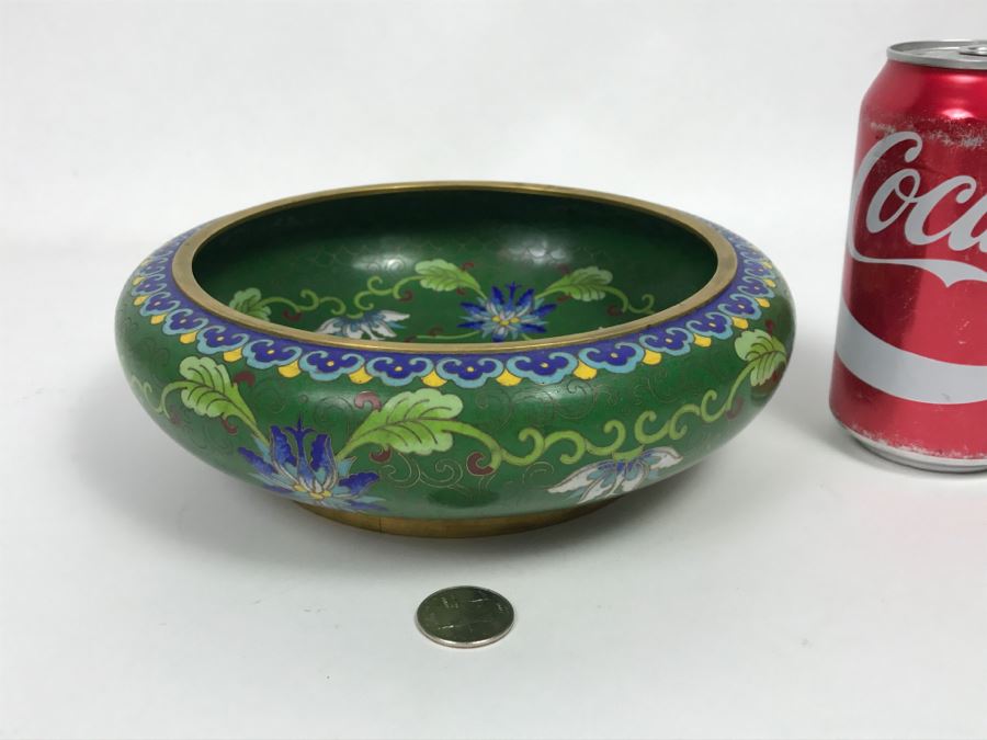 Vintage Green Chinese Cloisonne Bowl [Photo 2]