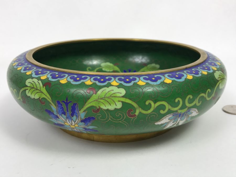 Vintage Green Chinese Cloisonne Bowl [Photo 1]