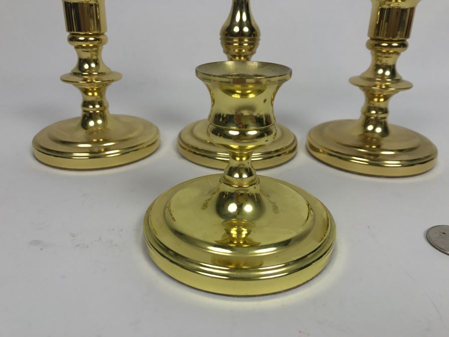 Set Of (4) Brass Baldwin Candle Holders [Photo 2]