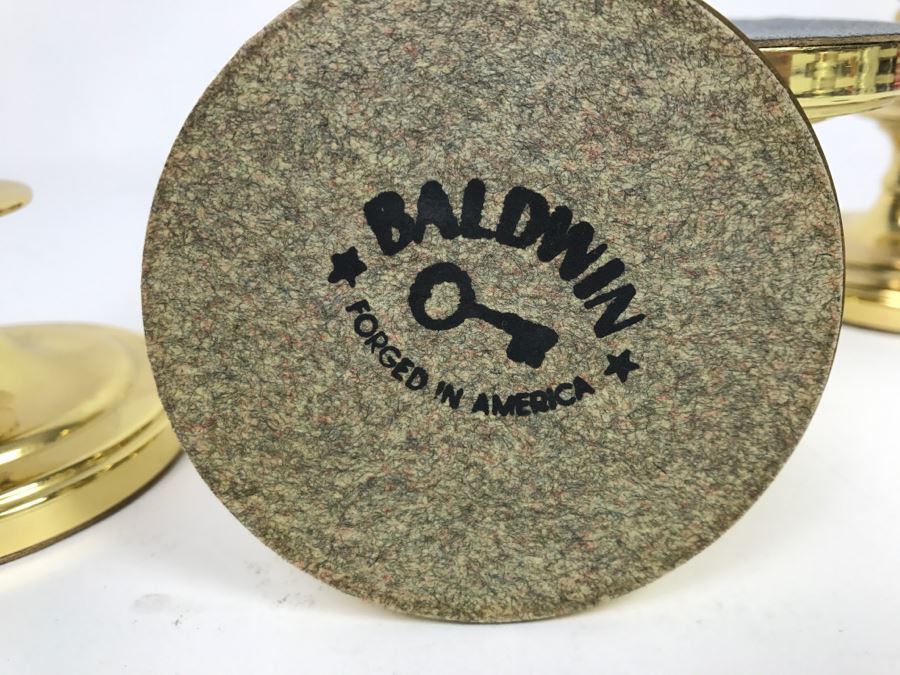 Set Of (4) Brass Baldwin Candle Holders [Photo 6]