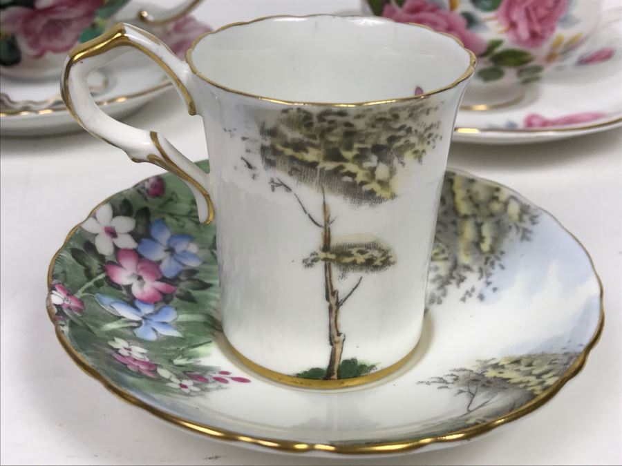 Set Of (5) Vintage China Cups And Saucers: Aragon, Shelley, Crown China And Chubu China Occupied Japan [Photo 8]