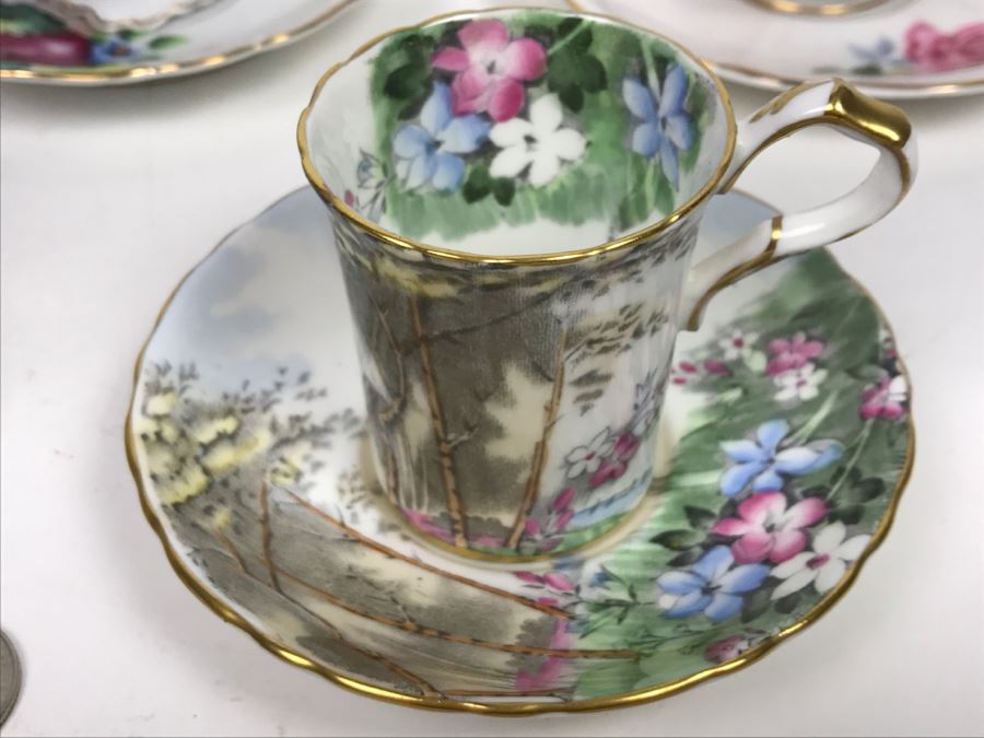 Set Of (5) Vintage China Cups And Saucers: Aragon, Shelley, Crown China And Chubu China Occupied Japan [Photo 7]