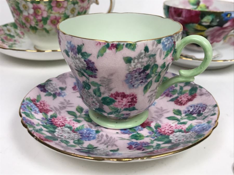 Set Of (5) Vintage China Cups And Saucers: Aragon, Shelley, Crown China And Chubu China Occupied Japan [Photo 10]