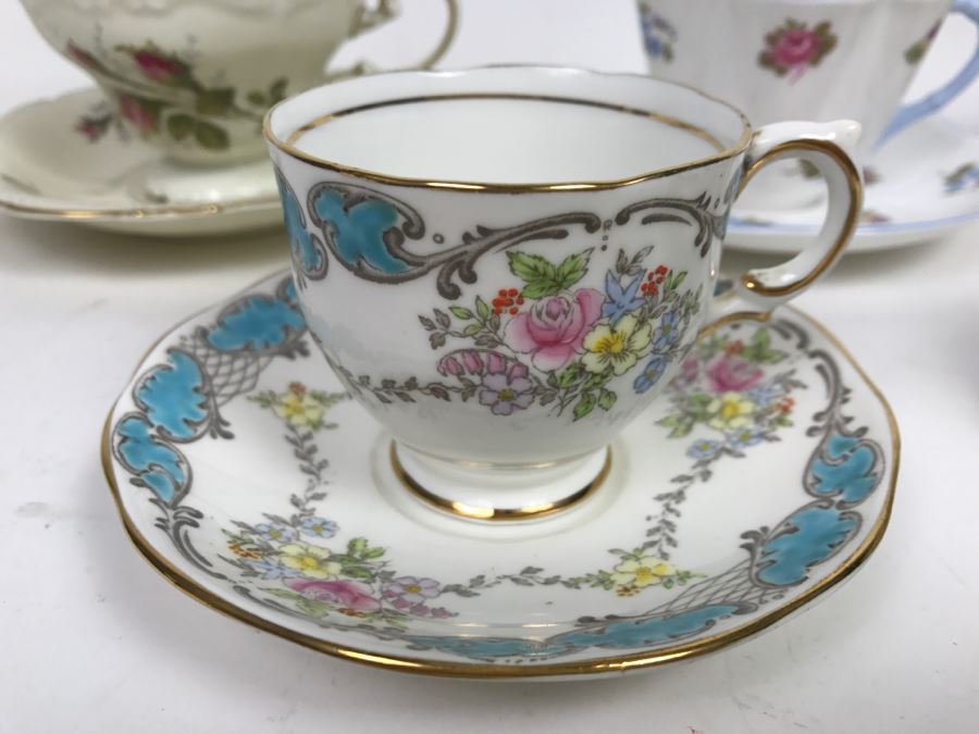 Set Of (5) China Cups And Saucers: Salisbury China, Rosenthal, Shelley [Photo 2]