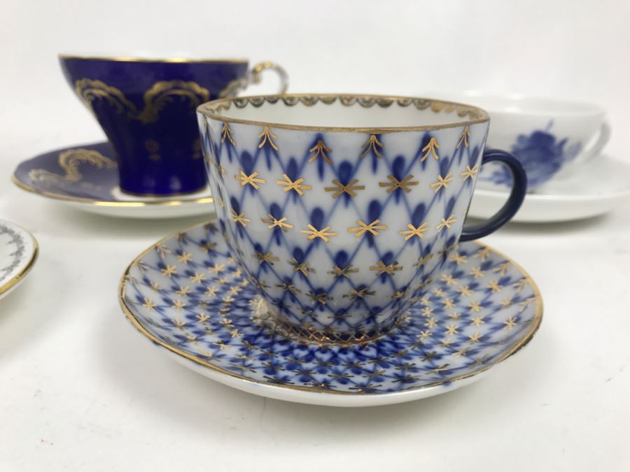 Set Of (5) Vintage China Cups And Saucers: Russian, Aynsley, Royal Copenhagen [Photo 4]