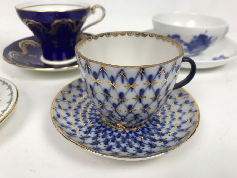Set Of (5) Vintage China Cups And Saucers: Russian, Aynsley, Royal Copenhagen [Photo 5]