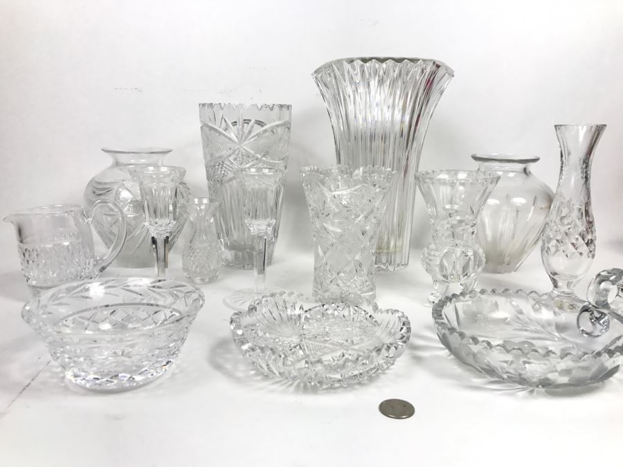 Huge Cut Glass Crystal Lot Featuring Royal Doulton Crystal Piece