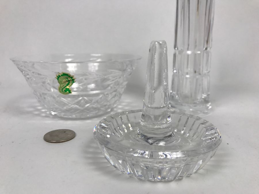 Waterford Crystal Lot Featuring Vase, Bowl And Ring Holder Dish [Photo 4]