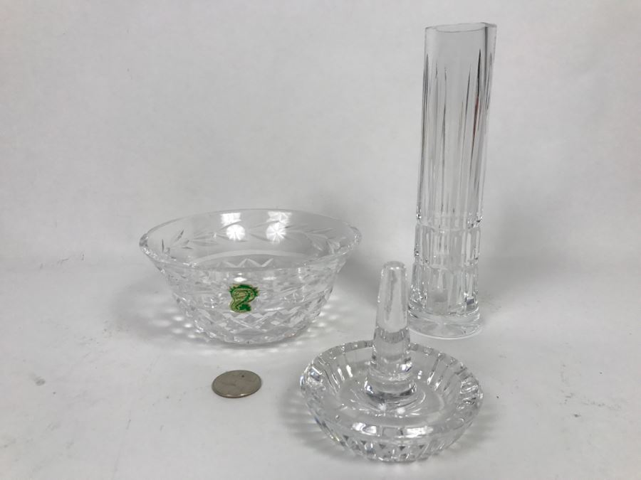 Waterford Crystal Lot Featuring Vase, Bowl And Ring Holder Dish [Photo 2]