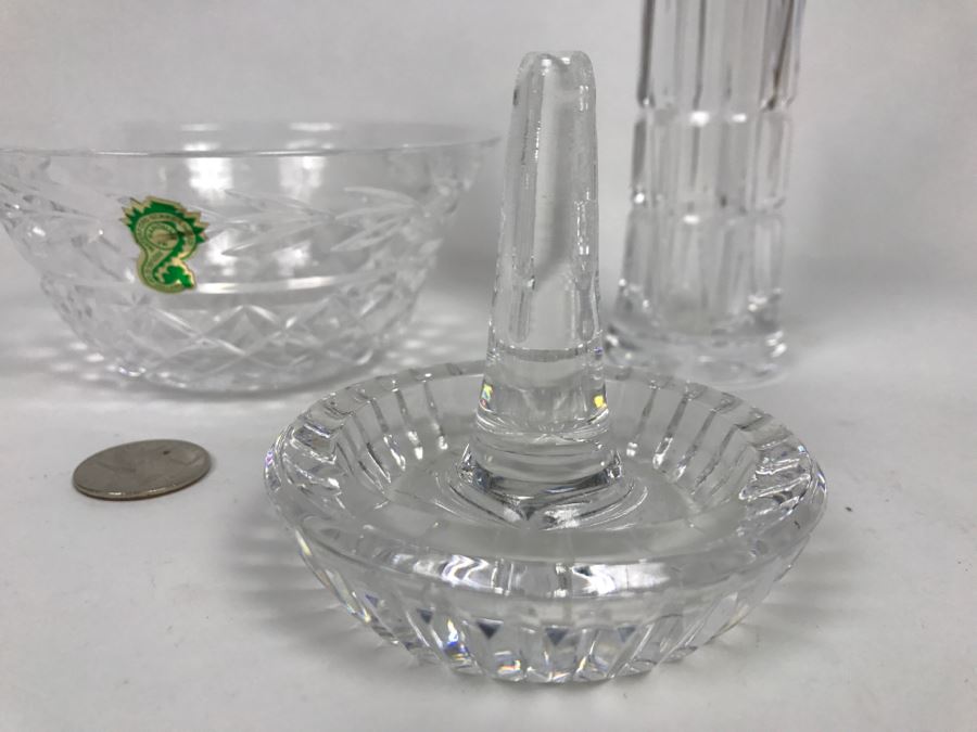 Waterford Crystal Lot Featuring Vase, Bowl And Ring Holder Dish [Photo 3]