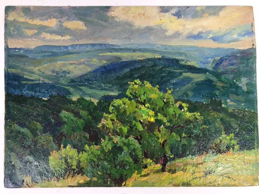 Original Russian Plein Air Landscape Oil Painting Signed On Back 12' X 8.75' [Photo 14]