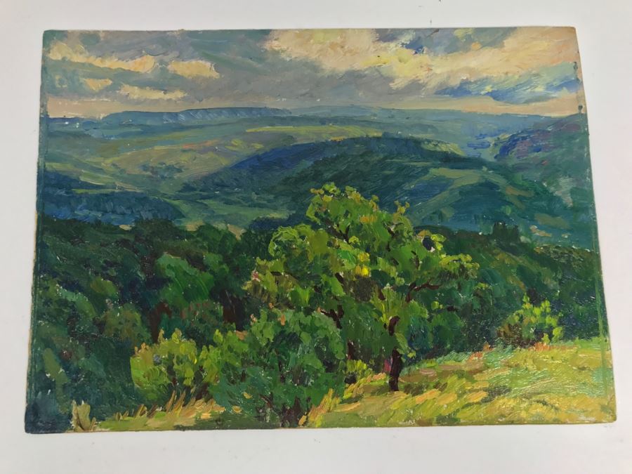 Original Russian Plein Air Landscape Oil Painting Signed On Back 12' X 8.75' [Photo 12]