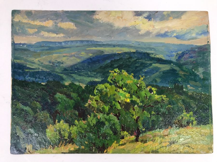 Original Russian Plein Air Landscape Oil Painting Signed On Back 12' X 8.75' [Photo 13]