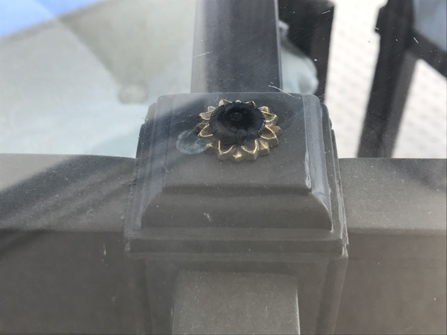 Mid-Century Round Glass Top Dining Table With Wooden Base And (4) Chairs On Casters [Photo 17]