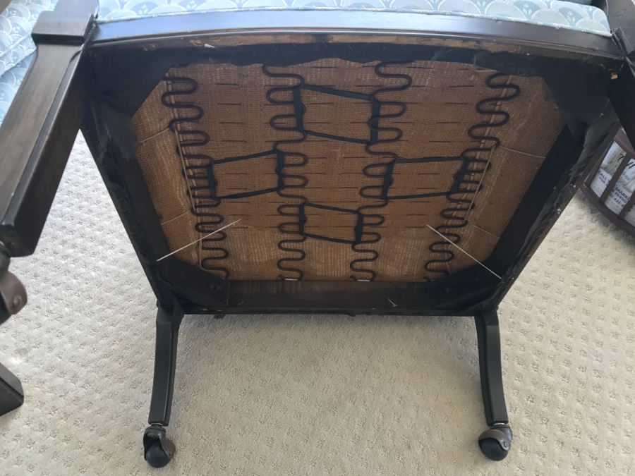 Mid-Century Round Glass Top Dining Table With Wooden Base And (4) Chairs On Casters [Photo 18]