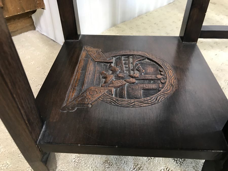 Set Of (4) George Zee & Co Kiln Dried Art Carved Furniture Nesting Tables From Hong Kong [Photo 10]