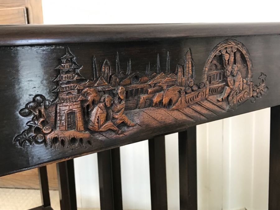 Set Of (4) George Zee & Co Kiln Dried Art Carved Furniture Nesting Tables From Hong Kong [Photo 7]