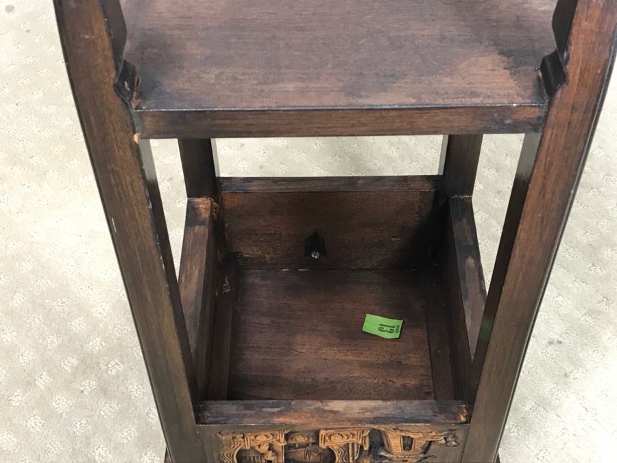 Set Of (4) George Zee & Co Kiln Dried Art Carved Furniture Nesting Tables From Hong Kong [Photo 16]