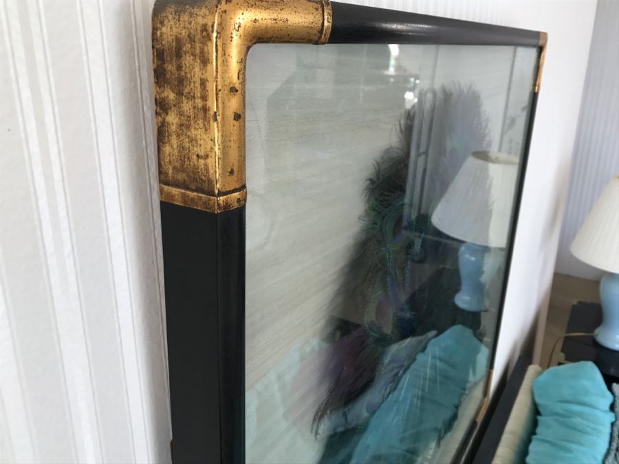 Shadow Box Framed Set Of (3) Vintage Peacock Fans [Photo 10]