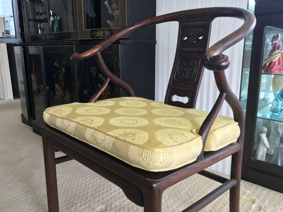 Stunning Vintage Chinese Rosewood Carved Armchair [Photo 4]