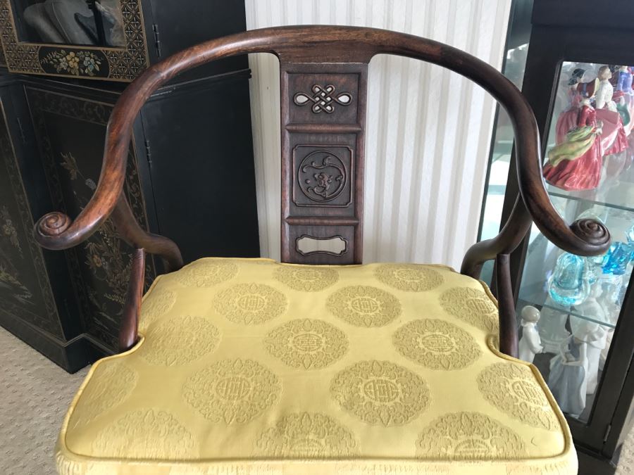 Stunning Vintage Chinese Rosewood Carved Armchair [Photo 2]