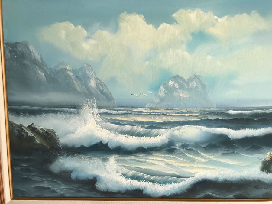 Original Ocean Scene Oil Painting By Reston [Photo 4]