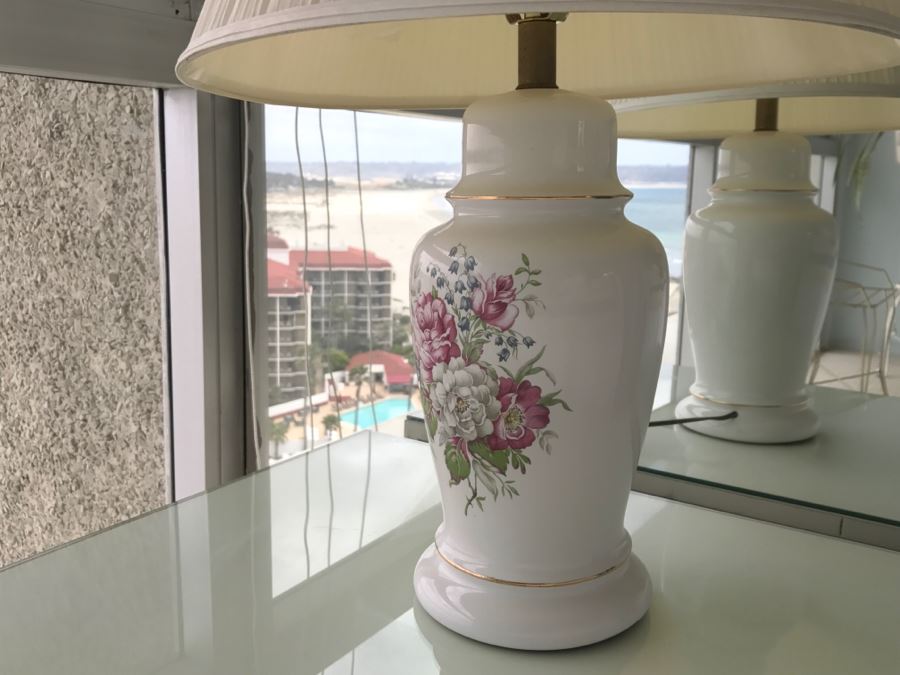 Pair Of Floral Table Lamps