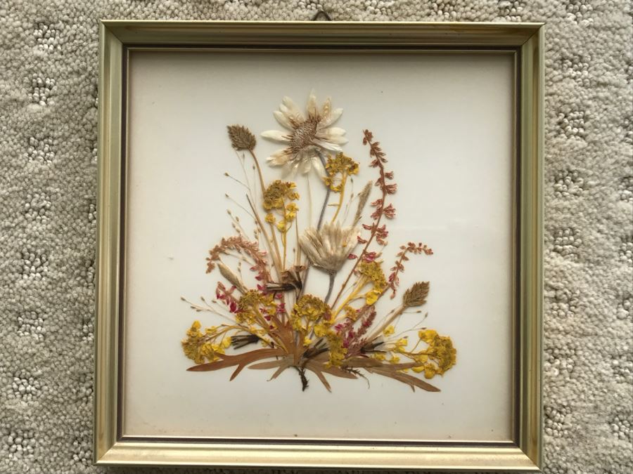 Vintage Framed Dried Pressed Flowers,Reichlin Switzerland, Set of 2  Miniatures