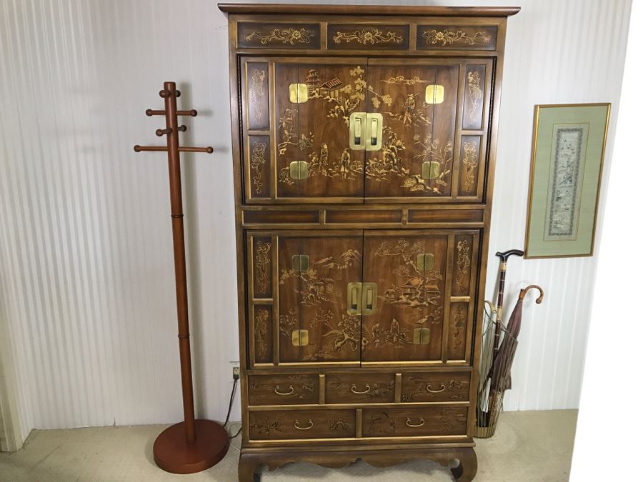 Vintage Drexel Heritage Chinoiserie Cabinet - Great For A Bar - Sold Empty