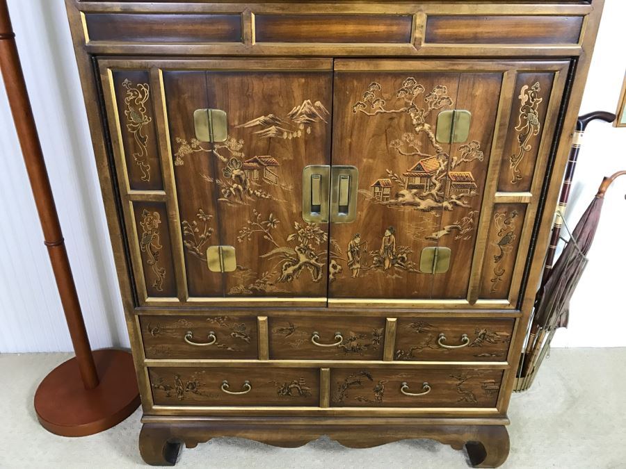 Vintage Drexel Heritage Chinoiserie Cabinet - Great For A Bar - Sold Empty [Photo 4]