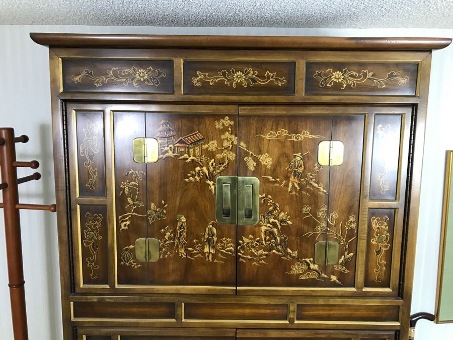 Vintage Drexel Heritage Chinoiserie Cabinet - Great For A Bar - Sold Empty [Photo 3]