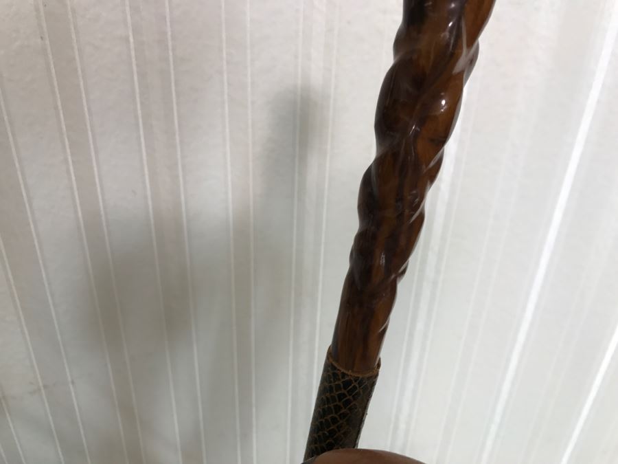 Mid-Century Modern Metal Umbrella Cane Storage Stand With Various Canes Walking Sticks And Umbrellas - See Photos [Photo 15]