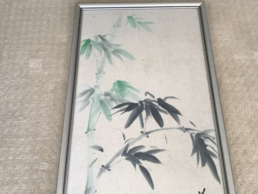 Framed Asian Landscape Painting Of Bamboo Signed [Photo 8]