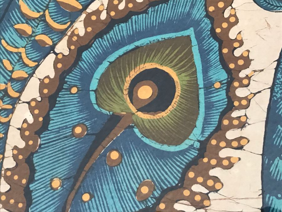 Framed Mid-Century Batik Painting Of Peacock [Photo 9]