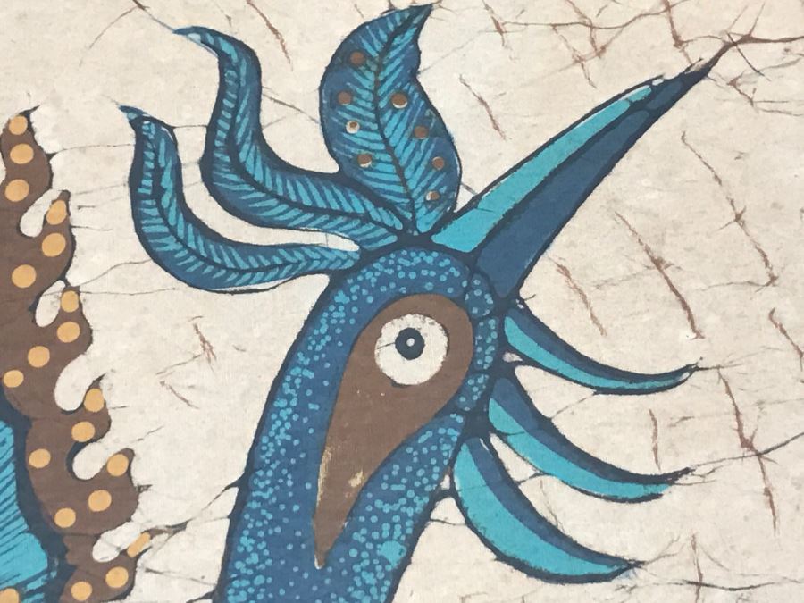 Framed Mid-Century Batik Painting Of Peacock [Photo 11]