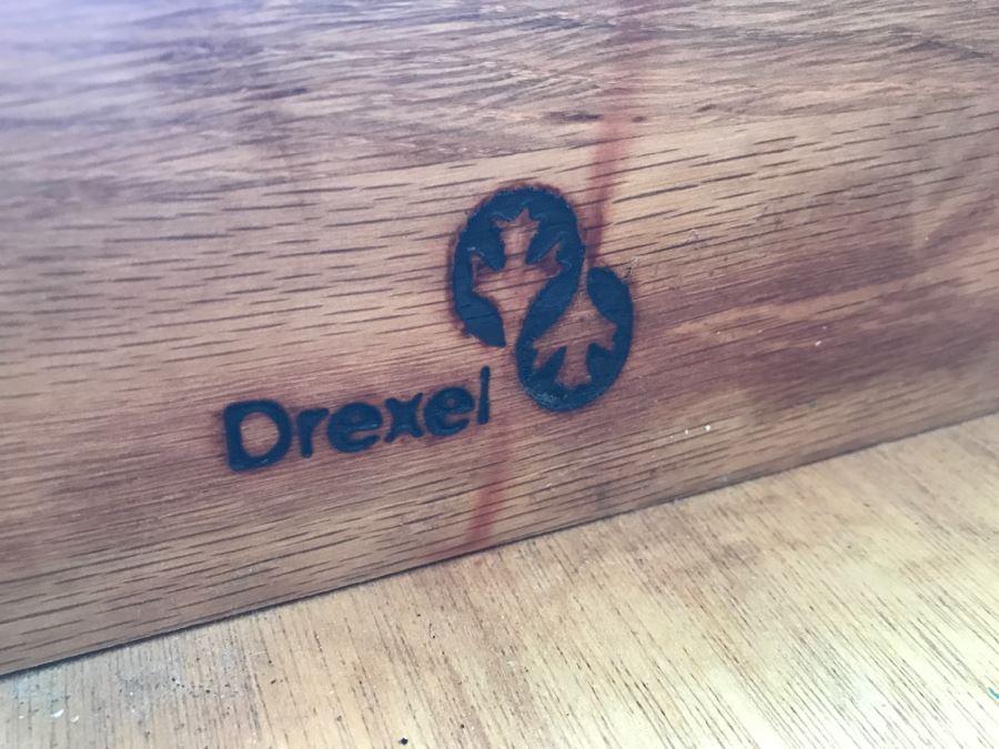 Pair Of Drexel Heritage Campaign Style Wooden Nightstands With Brass Accents [Photo 3]