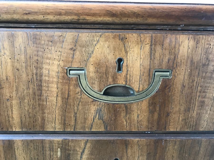 Pair Of Drexel Heritage Campaign Style Wooden Nightstands With Brass Accents [Photo 8]