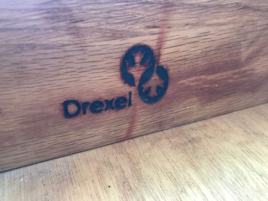 Pair Of Drexel Heritage Campaign Style Wooden Nightstands With Brass Accents [Photo 11]