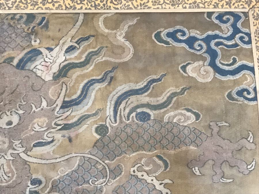 Stunning Framed Gold Chinese Embroidery With Serpent Dragon [Photo 8]