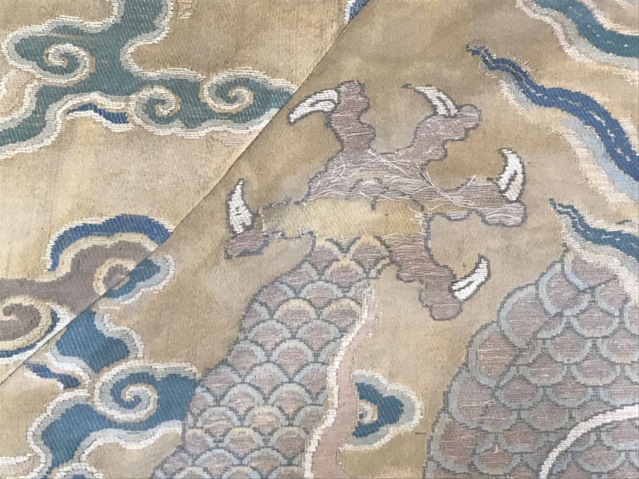 Stunning Framed Gold Chinese Embroidery With Serpent Dragon [Photo 14]