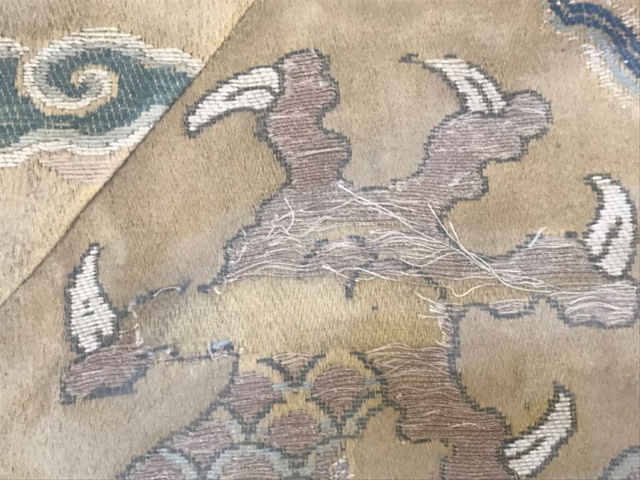 Stunning Framed Gold Chinese Embroidery With Serpent Dragon [Photo 15]