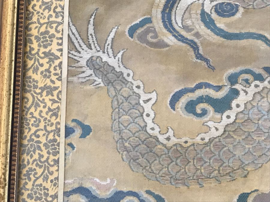 Stunning Framed Gold Chinese Embroidery With Serpent Dragon [Photo 12]