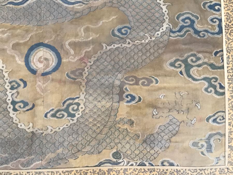 Stunning Framed Gold Chinese Embroidery With Serpent Dragon [Photo 9]