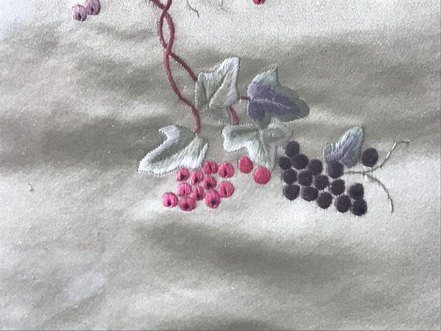 Set Of (3) Vintage Chinese Embroideries Featuring Birds, Trees And Flowers [Photo 9]