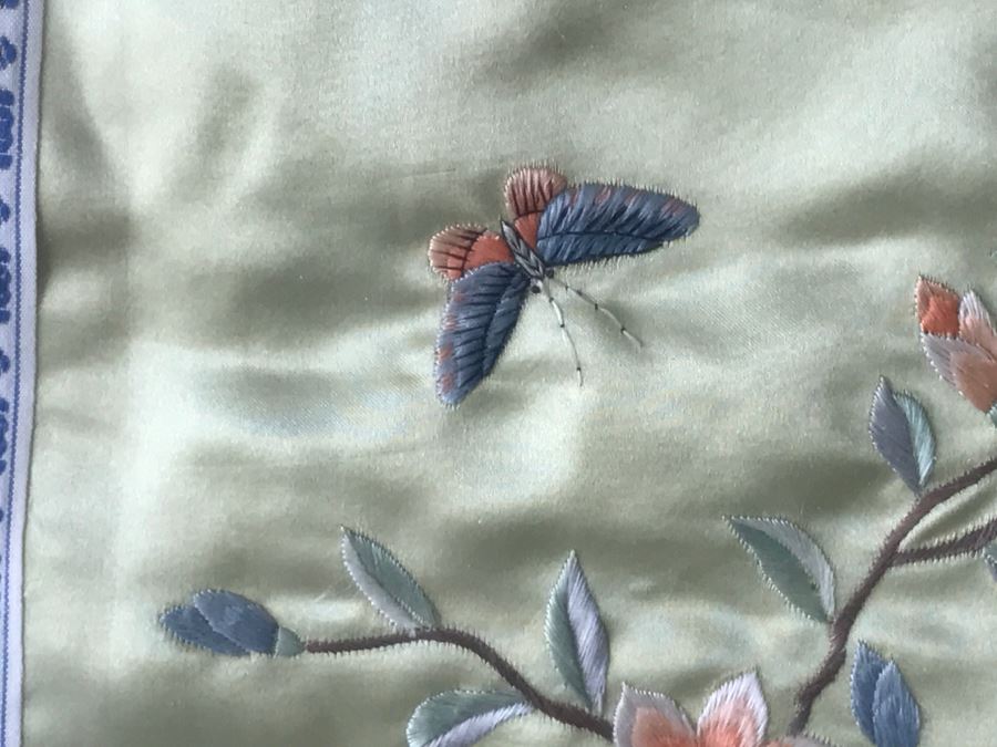Set Of (3) Vintage Chinese Embroideries Featuring Birds, Trees And Flowers [Photo 19]