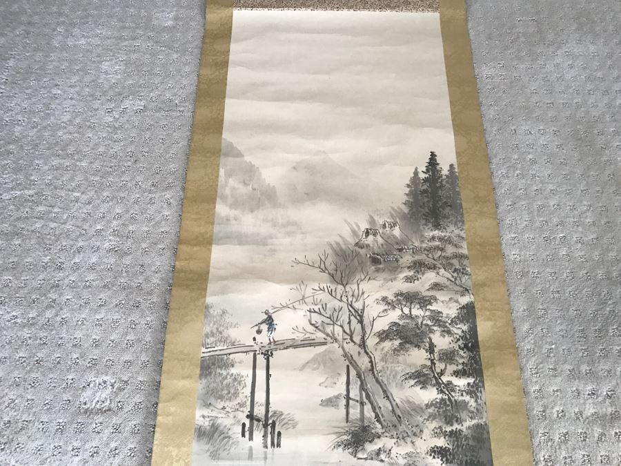 Vintage Asian Landscape Scroll Painting Signed [Photo 7]