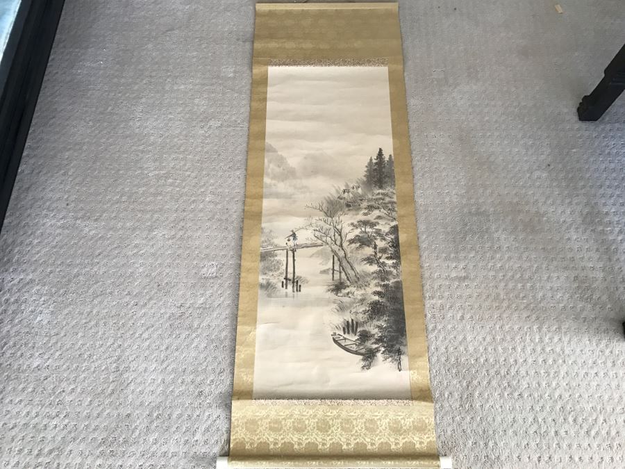 Vintage Asian Landscape Scroll Painting Signed [Photo 4]