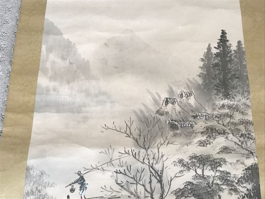 Vintage Asian Landscape Scroll Painting Signed [Photo 8]