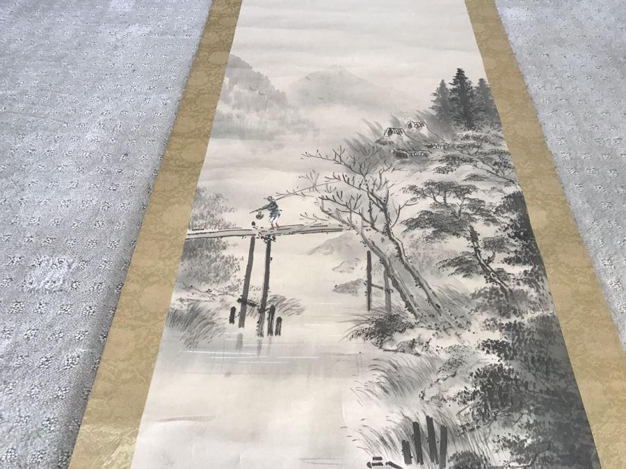 Vintage Asian Landscape Scroll Painting Signed [Photo 15]